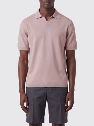 Herno Short-Sleeved Polo Shirt in Cotton with Classic Collar and V-Neck
