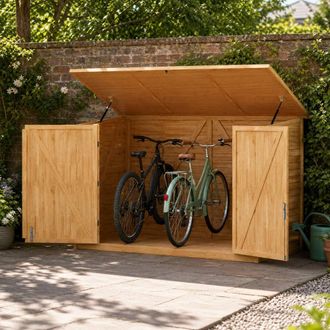 Living and Home Outdoor Wood Storage Shed For Bicycle in Beige | Size: Medium