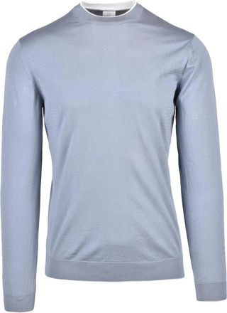 Eleventy Blue Men Cotton Crew Neck Sweater