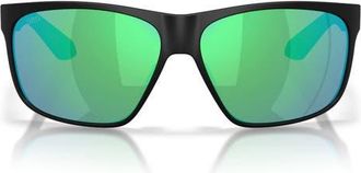 Costa Trades 60mm Polarized Square Sunglasses in Black /Green Mirror 580G at Nordstrom