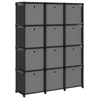 vidaXL Vidaxl - Estanter&iacute;a De 12 Cubos Con Cajas Tela Negra 103x30x141 Cm