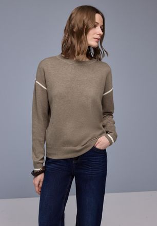Street One Strickpullover STREET ONE, Damen, Gr. 36, light terra mocha meliert, Strick, Obermaterial: 60% Viskose, 20% Baumwolle, 20% Nylon, unifarben mit Farbei