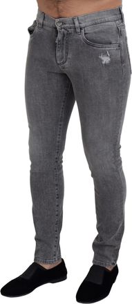 Dolce & Gabbana Mens Grey Washed Cotton Skinny Denim Jeans Gray Elastane Clothing
