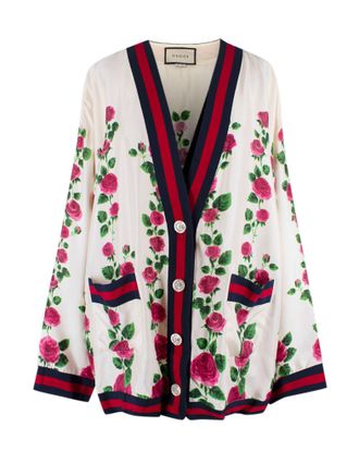 Gucci Floral Silk Cardigan Size L