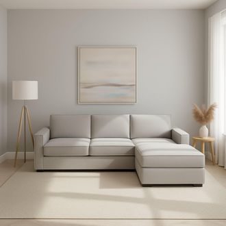 Dmora Sof&aacute; Fijo Dgodea, Sof&aacute; De Esquina, 100% Made In Italy, Sof&aacute; Sal&oacute;n Con, Pen&iacute;nsula Contenedor Derecha, Con Reposabrazos Delgados, Cm 260x95h90, Gris - D