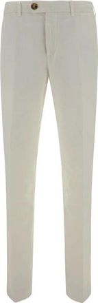 Brunello Cucinelli Monochrome Katoenen Geverfde Broek - Heren - Chinos - Wit - S - Katoen - Broeken
