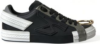 Dolce & Gabbana Mens Portofino Lowtop Sneakers Cs1787aw026 - Black Leather - Size EU 44