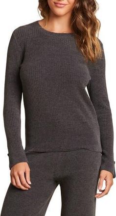 Barefoot Dreams CozyChic Rib Crewneck Lounge Top in Carbon at Nordstrom Rack, Size Medium