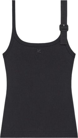 Courr&egrave;ges 90s tanktop met gespdetail - Zwart