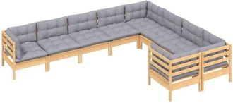 vidaXL 9 Pcs Garden Lounge Juego Con P&iacute;ldoras Grises