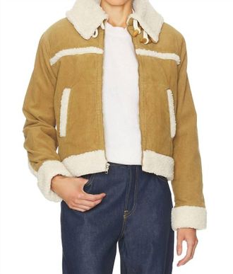 Amo Betty Shearling Corduroy Jacket In Cumin