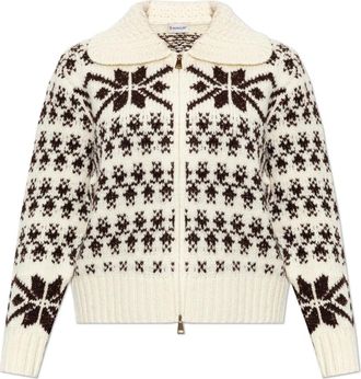 Moncler Wol Cardigan - Dames - Vesten - Beige - XS - Wol - Truien & Vesten