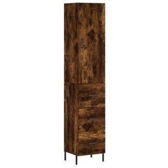 vidaXL Aparador De Madera Contrachapada Roble Ahumado 34,5x34x180 Cm Vidaxl