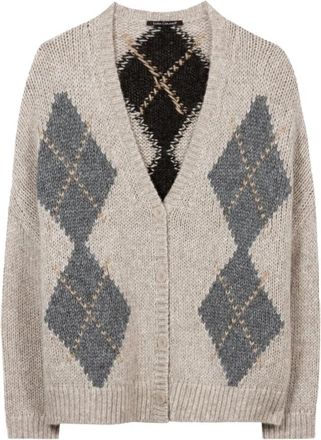 Luisa Cerano Oversized V-hals Cardigan - Dames - Vesten - Grijs - XS - Wol - Truien & Vesten