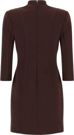 Elisabetta Franchi Corsetry-Inspired with Logo Belt Dress - Brown