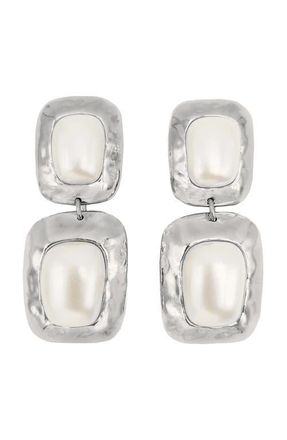 Petit Moments Martina Drop Earrings in Silver/Pearl at Nordstrom