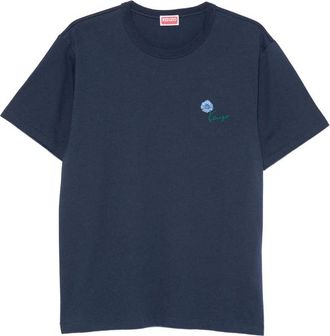 Kenzo Flower-embroidered Logo-print T-shirt