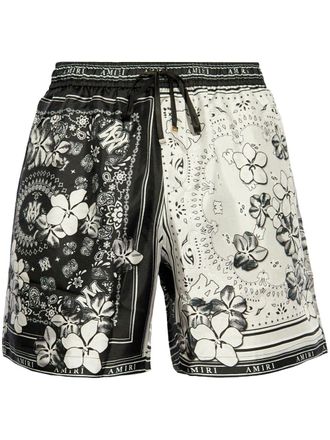 Amiri Zijden shorts met bloemenprint - Zwart