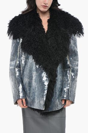 Diesel Sequin Double-Breasted Jacket DE-BIKA-S with Faux Fur Diesel