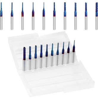 OEM Fresas Cnc Nano Blue Coat, V&aacute;stago De 1/8, 0,8-3,175 Mm, Paquete De 10 Para Madera Dura, Fibra De Carbono, Pcb, Smt-crezuo