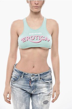 Dsquared2 Lightweight Cotton Crop Top With Printed Logo size Xs