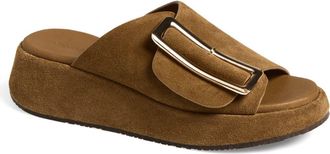 Chocolat Blu Elara Platform Slide Sandal in Camel Suede at Nordstrom, Size 9.5