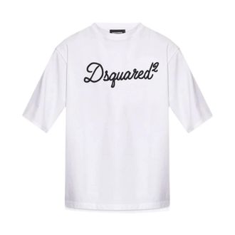Dsquared2 T-Shirts, male, White, Size: M Logo-Embroidered T-Shirt