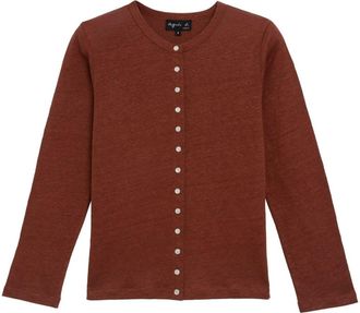 agn&egrave;s b. Le Petit Snap linen cardigan - women - Linen/Flax - 1 - Red