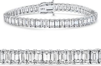 Pompeii3 10 - 30Ct Emerald Cut Diamond Tennis Bracelet 14k Gold Lab Grown 7