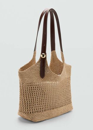 Mango Borsa tote fibra naturale beige - Donna - Taglia unica - MANGO