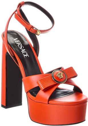 Versace Ribbon Leather Platform Sandal