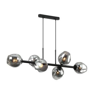 Netlighting Modern Hanging Pendant Black Smoky 6 Light Graphite Smoky Shade E27