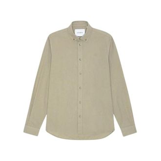 Les Deux Konrad Cotton Linen Shirt - Heren - Casual Overhemden - Groen - S - Katoen - Overhemden