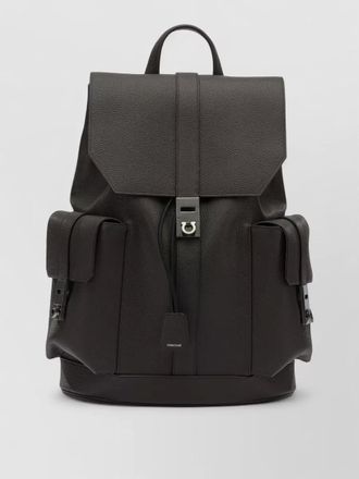 Ferragamo leather backpack double front pockets