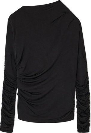 Ganni Shiny Jersey Ruched Top