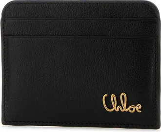 Chlo&eacute; Womens Black Leather Card Holder Portadocumenti