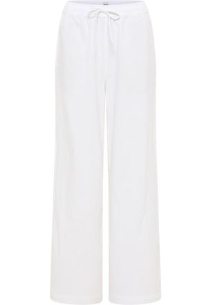 Mustang 5-Pocket-Hose MUSTANG Damen Style Tuscaloosa, Damen, Gr. 42, weiss (2045 wei&szlig;), Web, 75% Baumwolle, 25% Leinen, unifarben, weit, Hosen 5-Pocket-Hose