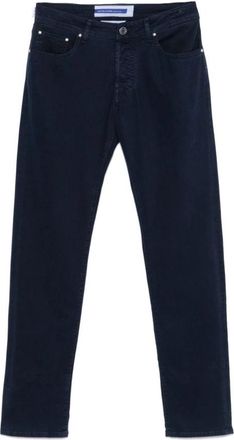 Jacob Cohen Blauwe Gestructureerde Tapered Leg Jeans - Heren - Slim Fit Jeans - Blauw - W32 - Jeans