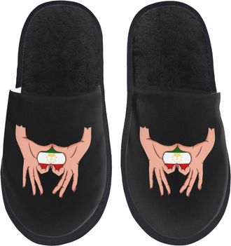 Generic Comfortable House Shoes Holding Love In Your Hands Flag Of Tajikistan House Slipper Fluffy Home Slippers for Winter Guest Bedroom L
