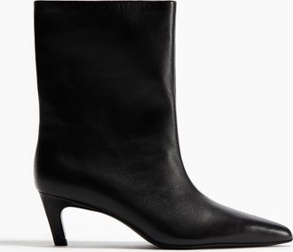 H&M Lederstiefeletten - Schwarz
