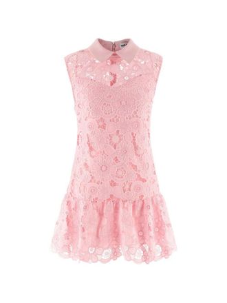 Self Portrait Pink Lace Collared Mini Dress