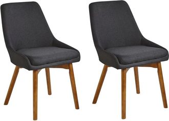Beliani Beliani - Set of 2 Fabric Dining Chairs Black Polyester Solid Wood Dark Tone Legs Melfort