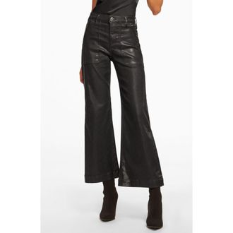 Ramy Brook Clifford Metallic Coated Crop Wide Leg Jeans in Black Metallic Denim at Nordstrom Rack, Size 24