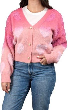 Saachi Heart Eyelash Cardigan in Dark Pink at Nordstrom Rack
