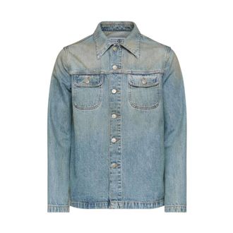 Maison Margiela Denim Jackets, male, Blue, Size: L Denim Trucker Jacket