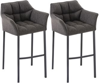 Clp Clp - Set De 2 Taburete De Bar Damaso En Tela Con Base De 4 Patas Gris Titanio Negro