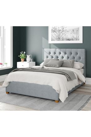 Aspire Home Accents Olivier Upholstered Ottoman Storage Bed, Malham Weave Fabric in Light Blue | Size: King