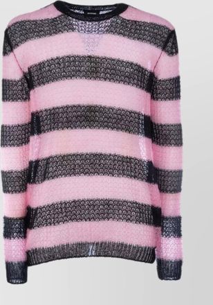 We11done sheer striped round neck sweater