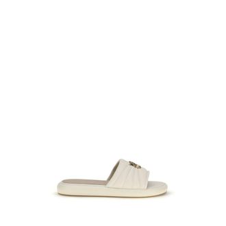 Pinko Beige Calf Leather Bos Taurus Plat Sandalen