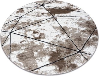 RugsX Alfombra Moderna Cozy Polygons Circulo, Geom&eacute;trico, Triangulos - Structural Dos Niveles De Vell&oacute;n Marr&oacute;n Brown Circulo 100 Cm